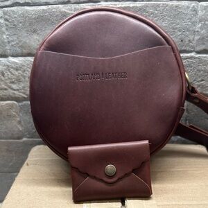 Portland Leather Mocha Small Circle Bag and Mini Daisy Wallet